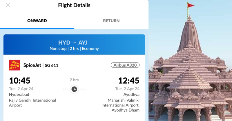 Ayodhya To Hyderabad Flight From April 2