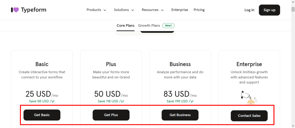 Plans-Pricing-Typeform