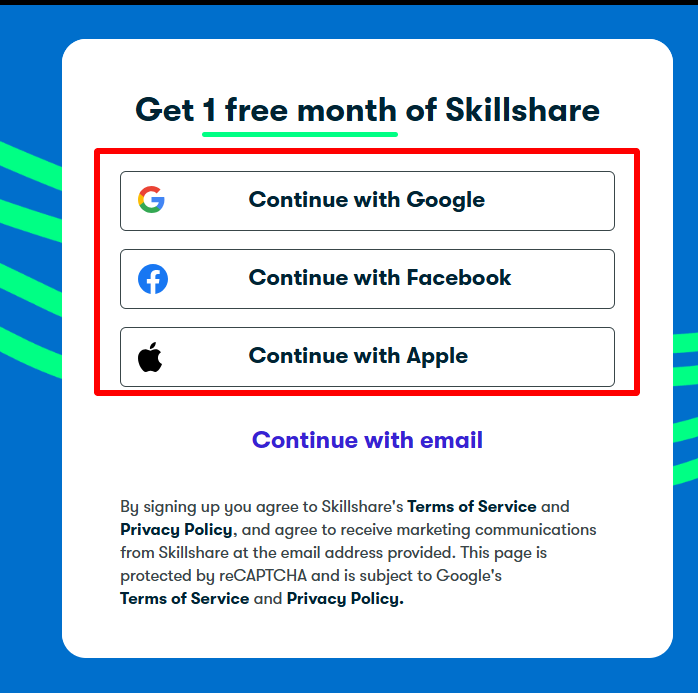 Skillshare sign up