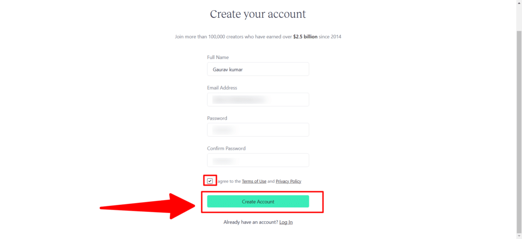 create an account