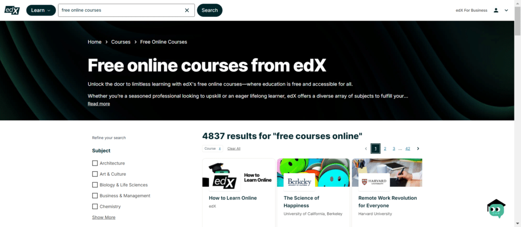 edX free online courses